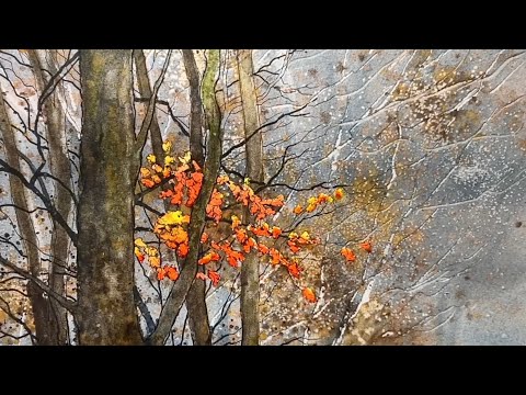 USE CONTRAST & COLOUR: Watercolour AUTUMN TREES PAINTING Ink & Watercolour Techniques FALL Landscape