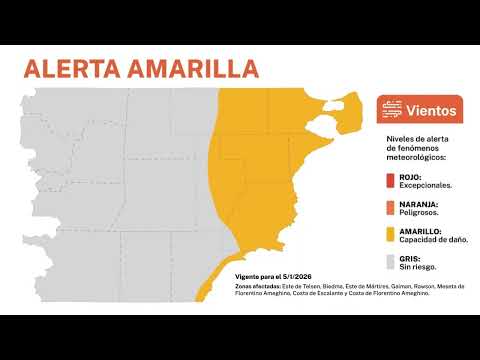 EL SMN EMITIÓ ALERTA AMARILLA POR FUERTES VIENTOS EN COMODORO Y COSTA DE CHUBUT