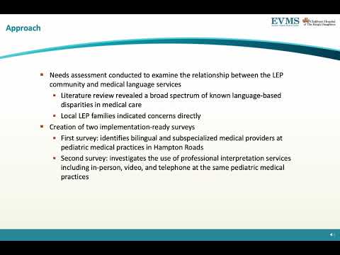 Thumbnail image of video presentation for Identification of Medical Language Services and Development of Community Resource Directory for Limited English Proficiency Families of Hampton Roads