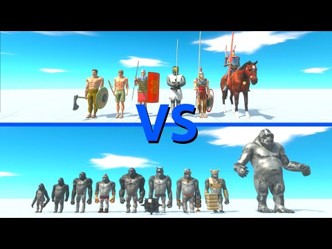 ANCIENT HUMANS Team vs MUTANT PRIMATES Team - Animal Revolt Battle Simulator