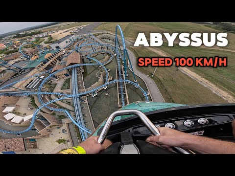 ABYSSUS Roller Coaster Amusement Park Energylandia Zator Poland POV 4k video, Front seat