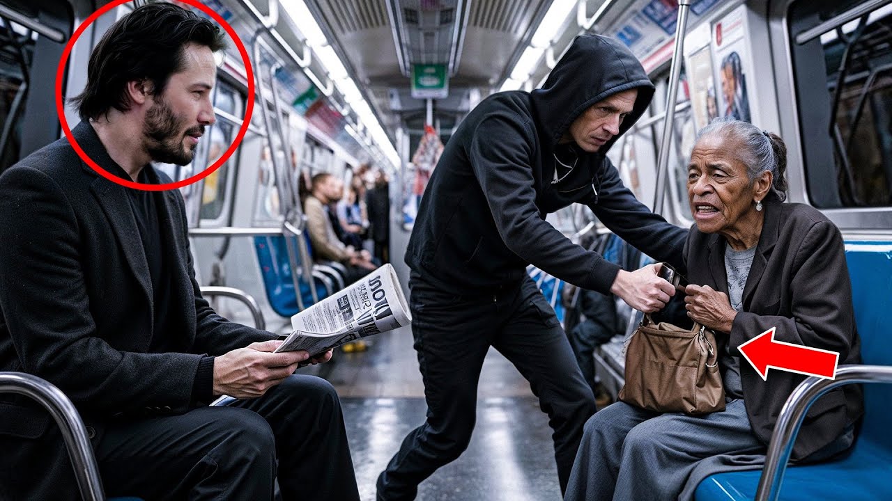 Thief Robs Elderly Woman in Subway, Unaware Keanu Reeves Is Watching!