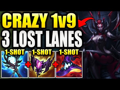 HOW TO COMPLETELY 1v9 CARRY 3 LOST LANES WITH ELISE JUNGLE! (CRAZY GAME)