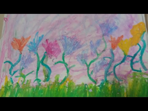 oil pastel flower drawing