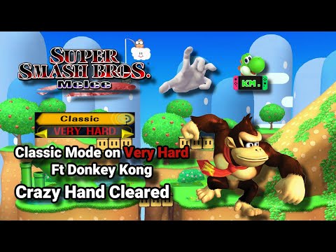 Super Smash Bros Melee Classic Mode on Very Hard Ft Donkey Kong (Crazy Hand Completed)
