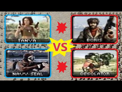 Teams Game - Tanya and Seal vs Boris and Desolator - Same Cost - Red Alert 2