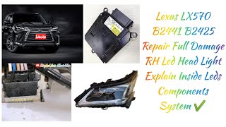 Lexus LX570 B2441 B2425 Repair Water Damage RH Led Head Light Explain Inside Led Components System✔️