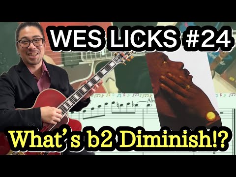 【Jazz Guitar Licks】Wes Montgomery licks#24 Peaceful Phrase 2-5 Chord Progression  Picking technique