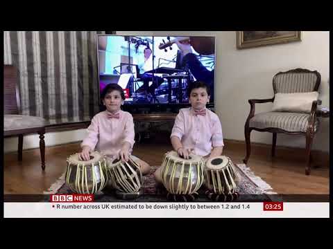 Two brothers (8 & 11) play the tabla drums (Pakistan) - BBC News - 24th October 2020