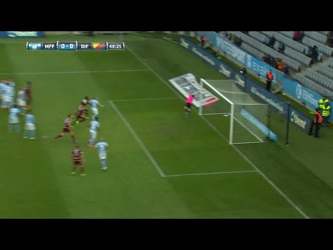 Walker nära 1-0  med läcker frispark - Wiland med fin räddning - TV4 Sport