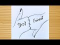 BFF Drawing Easy step by step/ Best friend Drawing / Two Best friend hand drawing / pencil drawing
