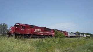 preview picture of video 'SOO SD60s 6051 6062, DM&E 6070 and CITXs lead CP 589 West on 7/5/2012'