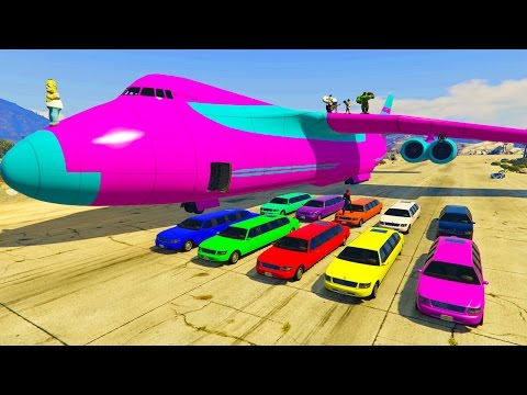 Colors Long Cars Transportation with Spiderman on Biggest Airplane Kids Songs Nursery Rhymes
