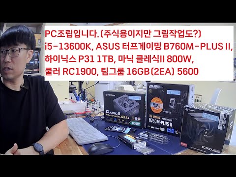 주식용 PC 조립영상(i5 13600K, ASUS B760M-PLUS II, 팀그룹 5600 16GB X 2, P31 1TB, 마닉 클렉식II 800W, 그래픽카드 나중에 업글)