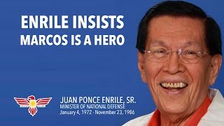 Juan Ponce Enrile insists Marcos is a hero