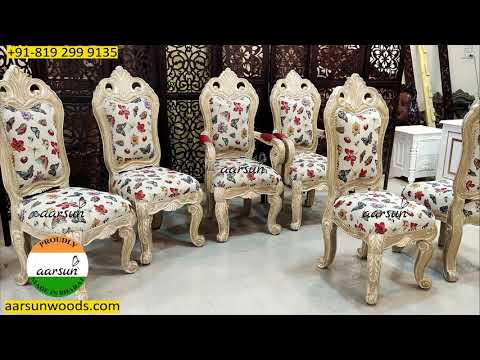 Hand-carved wooden antique dining chair by aarsun, set size:...