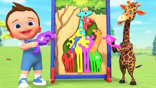 Learn Numbers 123 Easy | Little Baby & Giraffe Family Puzzle Adventure! 3D Kids Educational