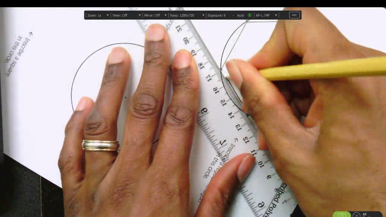 Geometric Constructions: Inscribe a Regular Hexagon, Triangle and Square in a Circle