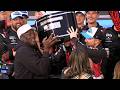 MICHAEL JORDAN CELEBRATES IN VICTORY LANE WITH HIS DRIVER TYLER REDDICK AFTER DAYTONA 500 WIN
