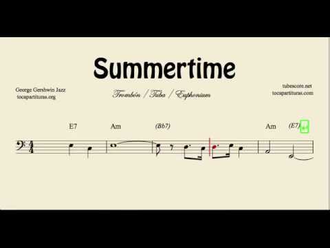 Summertime Sheet Music for Trombone Tube and Euphonium with Chords