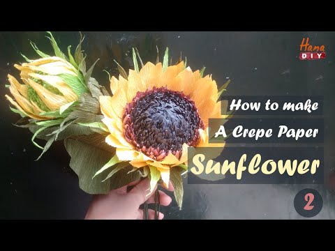 Sunflower from paper 2 | How to make | Crepe paper | Paper flower - Hana DIY