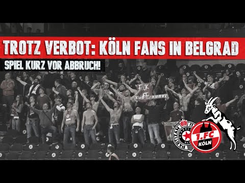 Despite UEFA ban: 250 Cologne fans in Belgrade & match close to being abandoned!