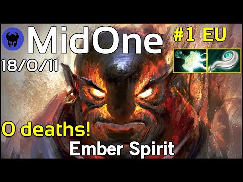 0 deaths! MidOne plays Ember Spirit!!! Dota 2 7.21