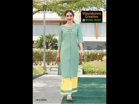 Mittoo panghat vol 15 kurti top heavy rayon with plazzo in s...