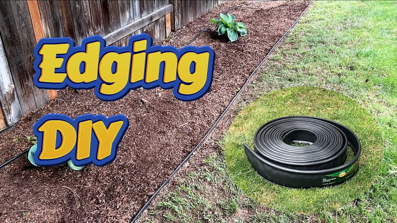 Installing plastic lawn edging.
