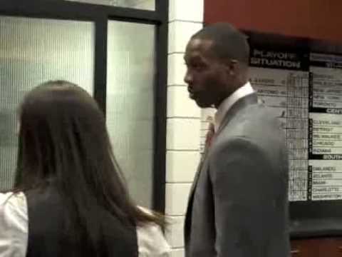 Dwight Howard Looks at Shaqs size 22 sneaker