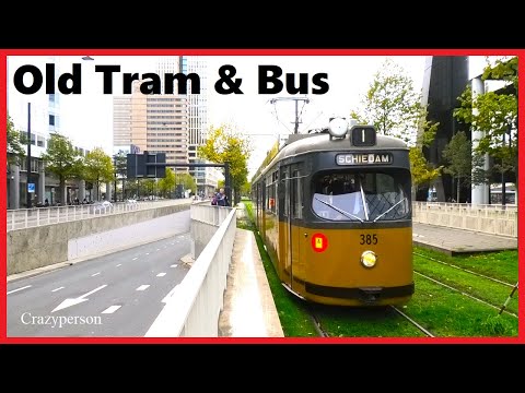Oude Tram en Bus Rotterdam Centraal en Weena | ex-RET Düwag