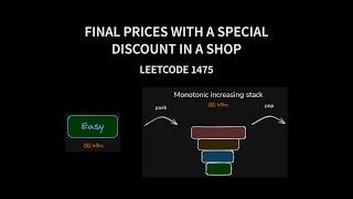 YouTube video 'Final Prices With a Special Discount in a Shop - Leetcode 1475 - Java'
