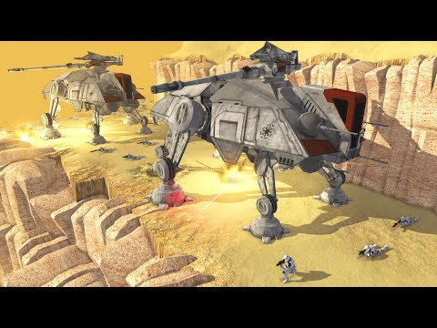 Clone AT-TEs Cross Canyon Walls of Ryloth! - Men of War: Star Wars Mod Battle Simulator