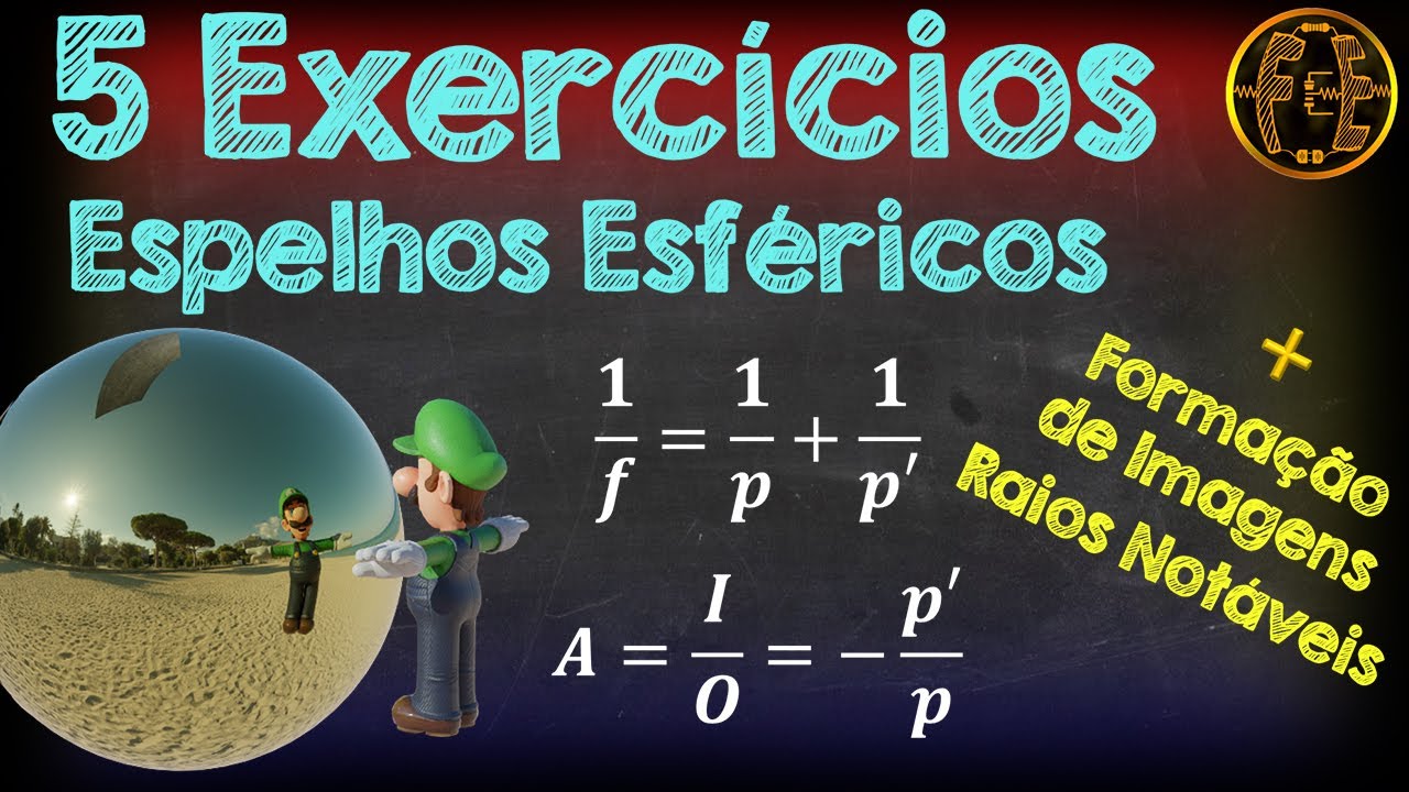 5 EXERCÍCIOS ESPELHOS ESFÉRICOS - Equação de Gauss, aumento, formação de imagens e raios notáveis.