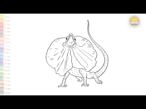 Frilled neck lizard drawing easy | Art tutorial | How to draw Frilled lizard step by step #artjanag
