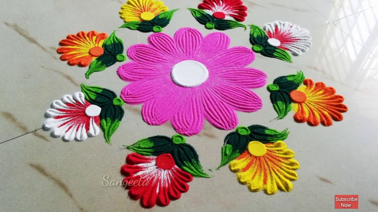 easy rangoli design by sangeeta