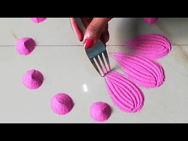 Quick Rangoli Design By Sangeeta