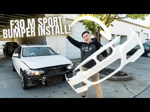 F30 COPART REBUILD! FRONT M SPORT BUMPER INSTALL! (PART 7)(KIES MOTORSPORTS)