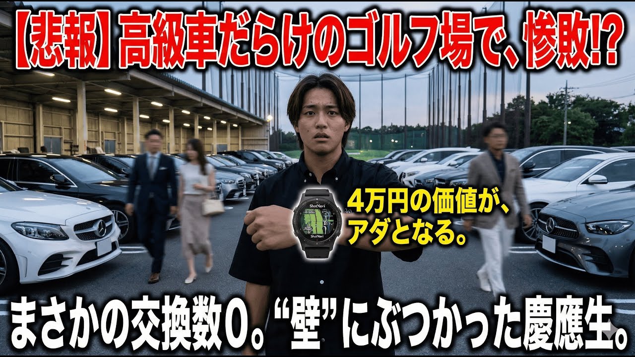 【悲報】高級車だらけのゴルフ練習場で惨敗⁉ 4万円の時計を手にして調子に乗った慶應生の完全敗北
