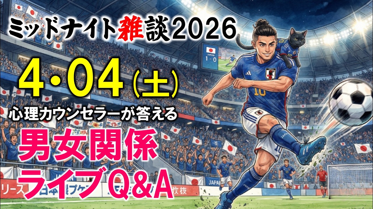 【もくじ＆ハイライト】2026/4/4(土)LIVE🔴男女関係ライブQ&A🔴プロ心理カウンセラーの恋愛・男女関係ライブQ&A～ミッドナイト雑談
