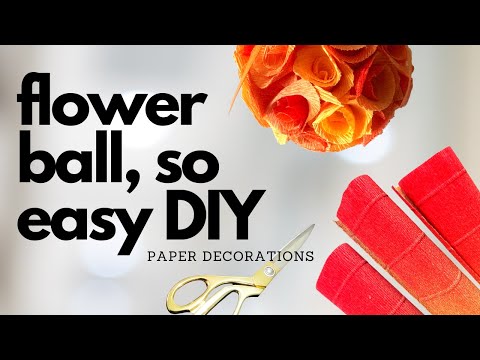 Super Easy Paper Rose Ball Decoration 🌹 | How To Make Flower Ball With Crepe Paper