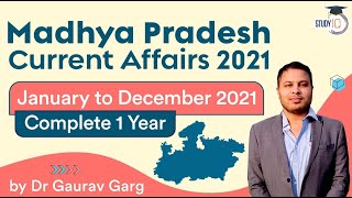 Madhya Pradesh Current Affairs 2021 Complete 1 year January to December 2021 for MPPSC