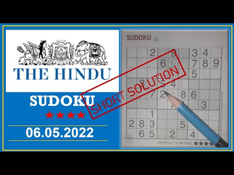 The Hindu  Sudoku May 06, 2022 - 4 Star - Short Solution