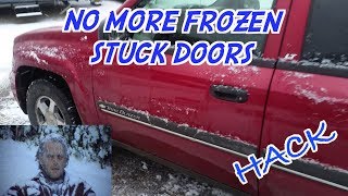 Frozen Stuck Winter Door Hack. Avoiding breaking the door handles etc.