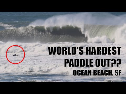 Ocean Beach soul surfer paddles out ALONE IN PERFECT, HUGE SURF!!