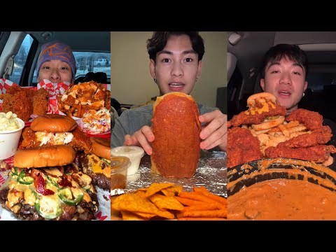 TIKTOK Mukbang Compilation | Smash Burger, Chipotle, Sushi, Dave’s Hot Chicken & More! 🍔🌯🍣🔥