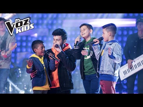 Sebastián Yatra, Robert, David y Juanse cantaron Que Canten Los Niños | La Voz Kids Colombia 2018