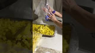 Freezing the last of the winter stored potatoes