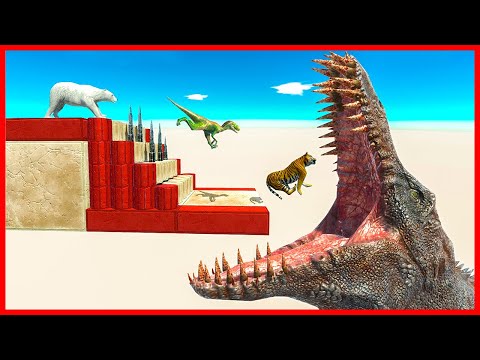 WHO can PASS JUMP OVER AND SURVIVE MOSASAURUS AMBUSH AND TRAPS | ARBS Animal Revolt Battle Simulator