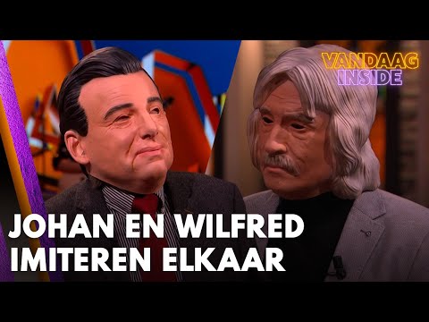 Johan en Wilfred imiteren elkaar met carnavalsmasker op tijdens opening Vandaag Inside